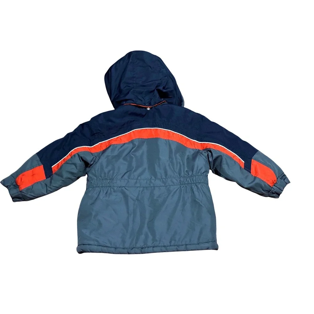 OshKosh Bgosh Kids 4T Navy Grey Orange Hooded Puffer Jacket Colorblock Coat